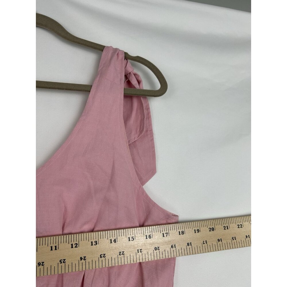 ZESICA V NECK SLEEVELESS TIE SHOULDER RUFFLE SWING SHORT SUNDRESSES PINK LARGE - Picture 5 of 8